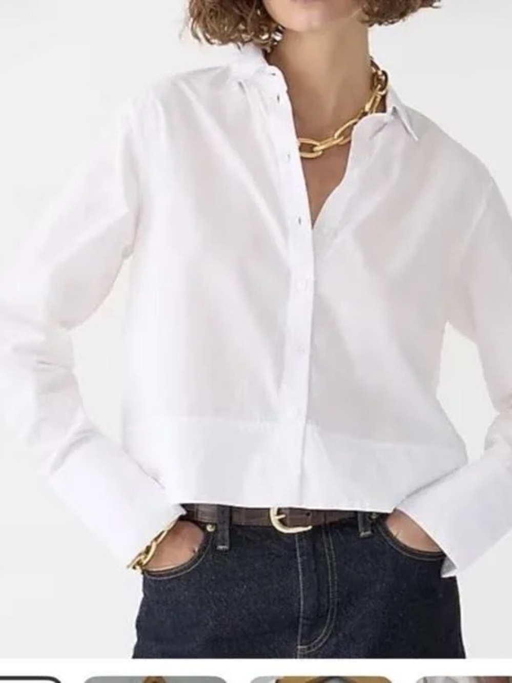J.Crew cotton poplin cropped White Button-Down shirt